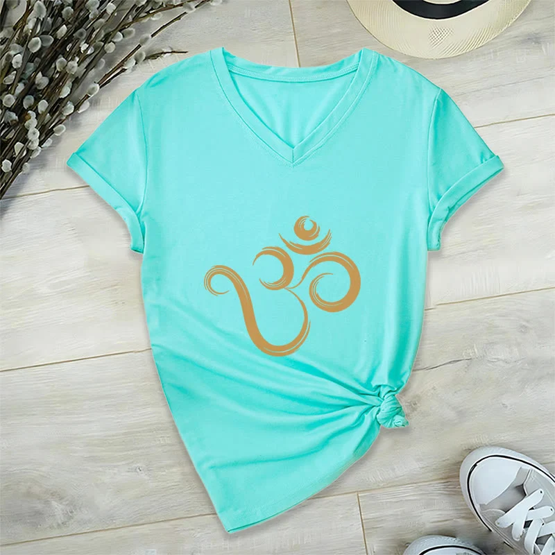 Olivenorma Breathe Yoga Meditation Inspirierendes V-Ausschnitt T-Shirt
