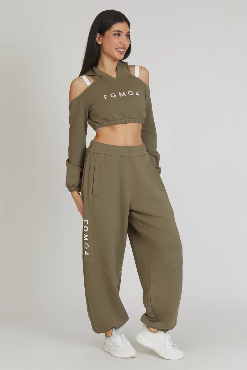 Felpa Donna Crop Spalle Scoperte Jasmine Verde Salvia