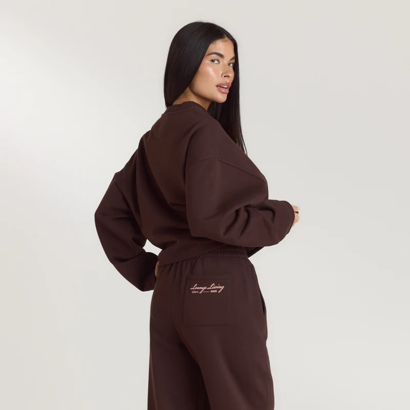 Lounge Living Pullover mit Viertel-Zip - Schokolade