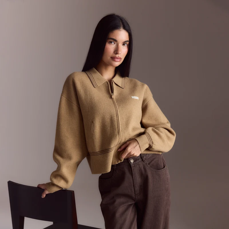 Strickjacke - Hellbraun