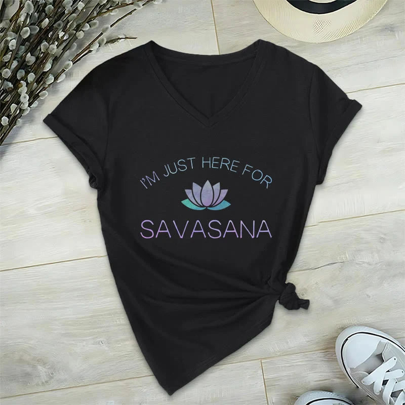 Olivenorma Hier für Savasana Yoga V-Ausschnitt T-Shirt