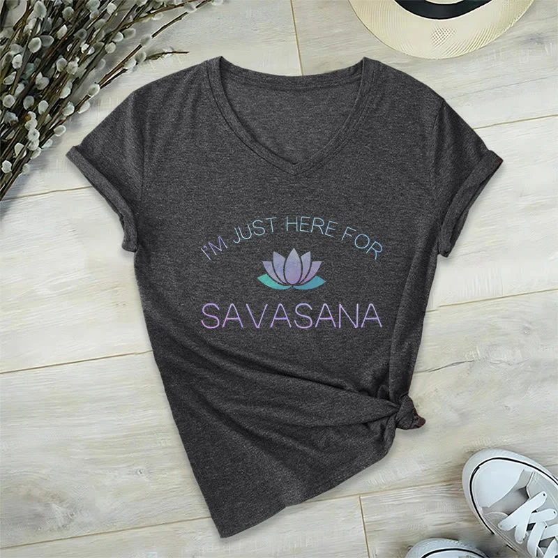 Olivenorma Hier für Savasana Yoga V-Ausschnitt T-Shirt