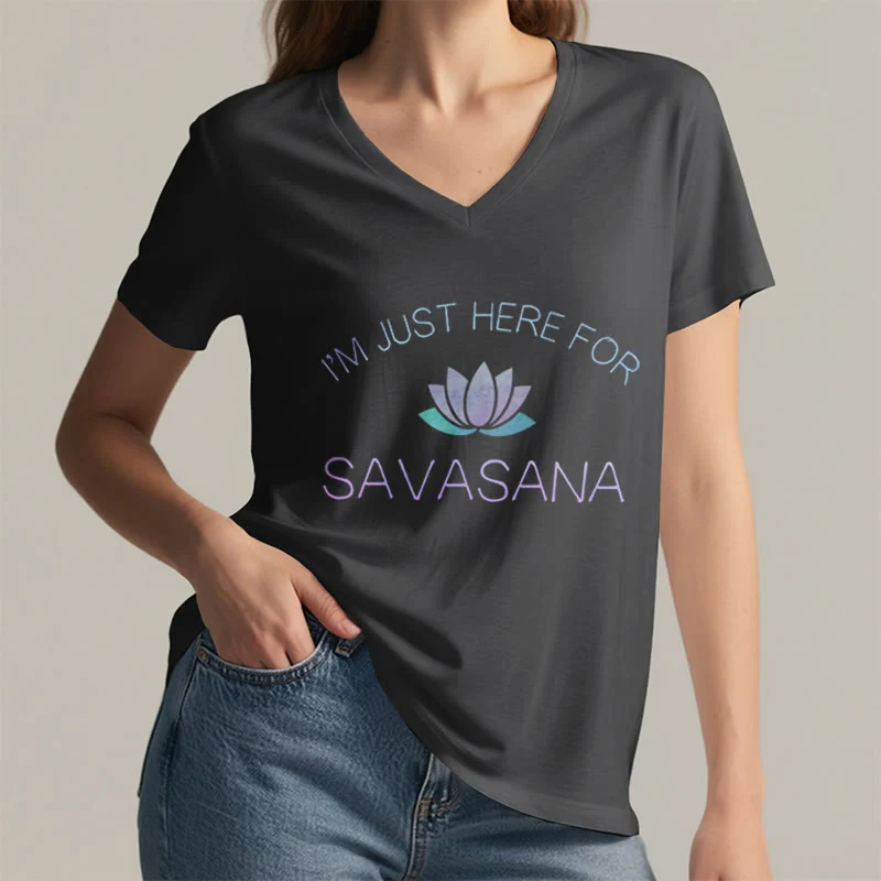 Olivenorma Hier für Savasana Yoga V-Ausschnitt T-Shirt