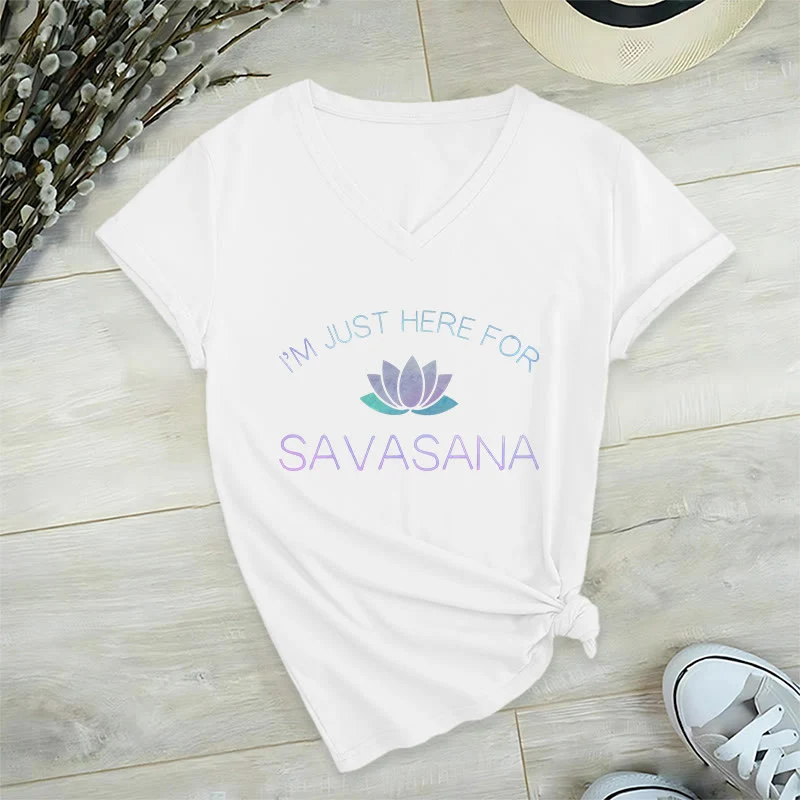 Olivenorma Hier für Savasana Yoga V-Ausschnitt T-Shirt