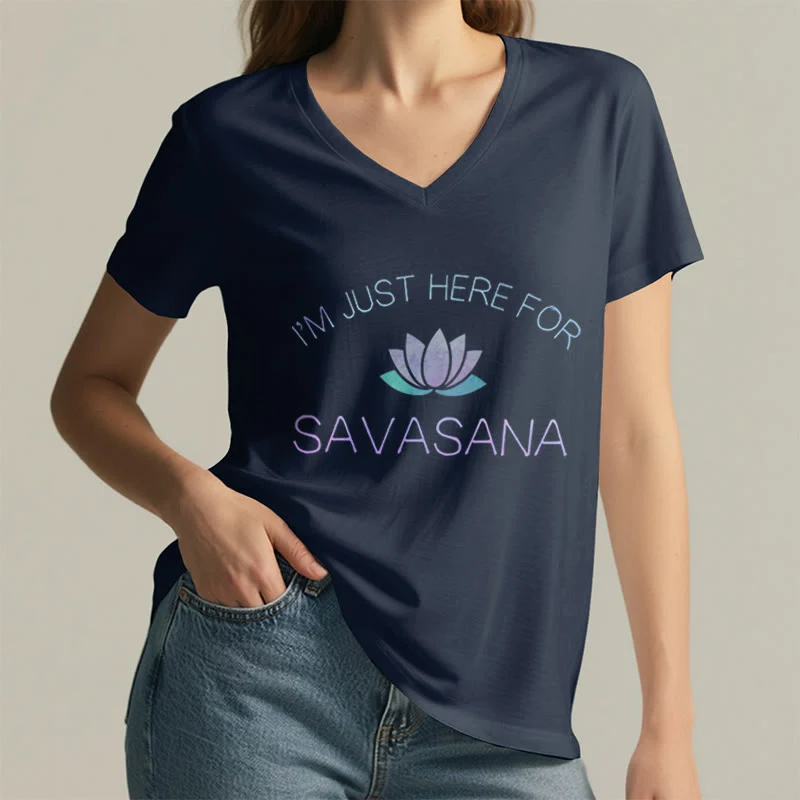 Olivenorma Hier für Savasana Yoga V-Ausschnitt T-Shirt