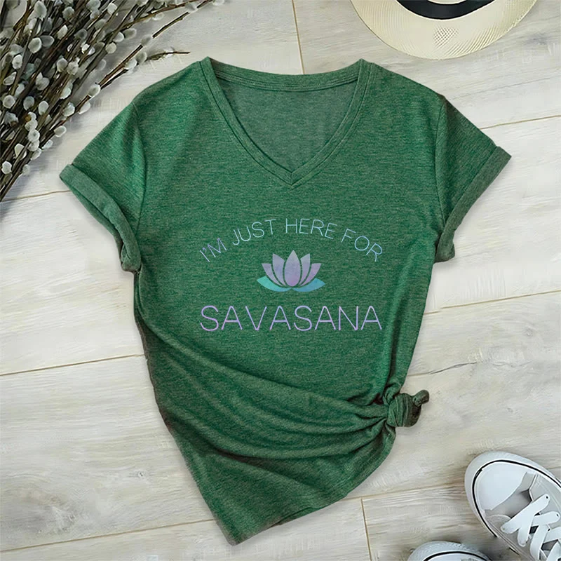 Olivenorma Hier für Savasana Yoga V-Ausschnitt T-Shirt