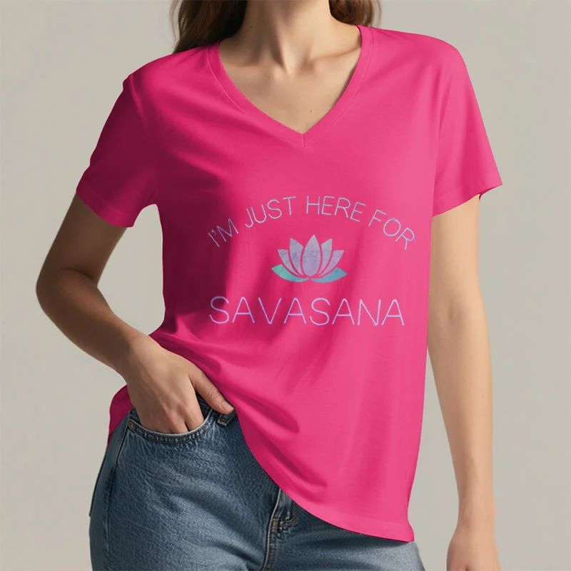 Olivenorma Hier für Savasana Yoga V-Ausschnitt T-Shirt