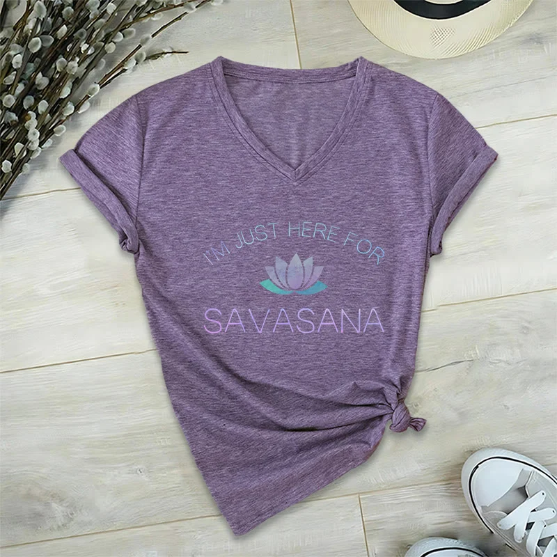 Olivenorma Hier für Savasana Yoga V-Ausschnitt T-Shirt