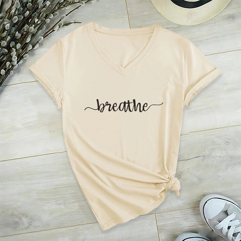 Olivenorma Breathe Yoga Meditation V-Ausschnitt T-Shirt