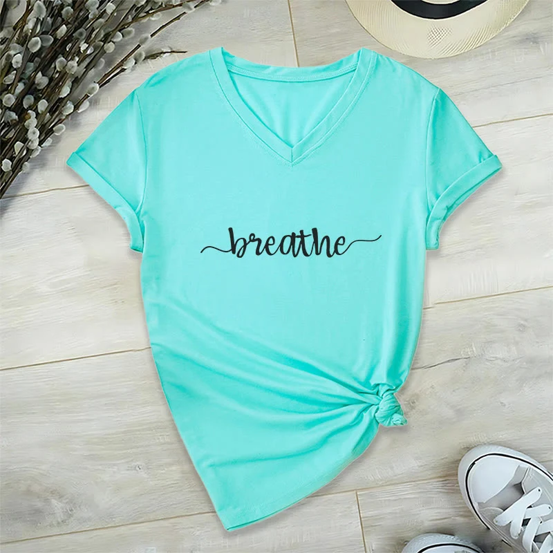Olivenorma Breathe Yoga Meditation V-Ausschnitt T-Shirt