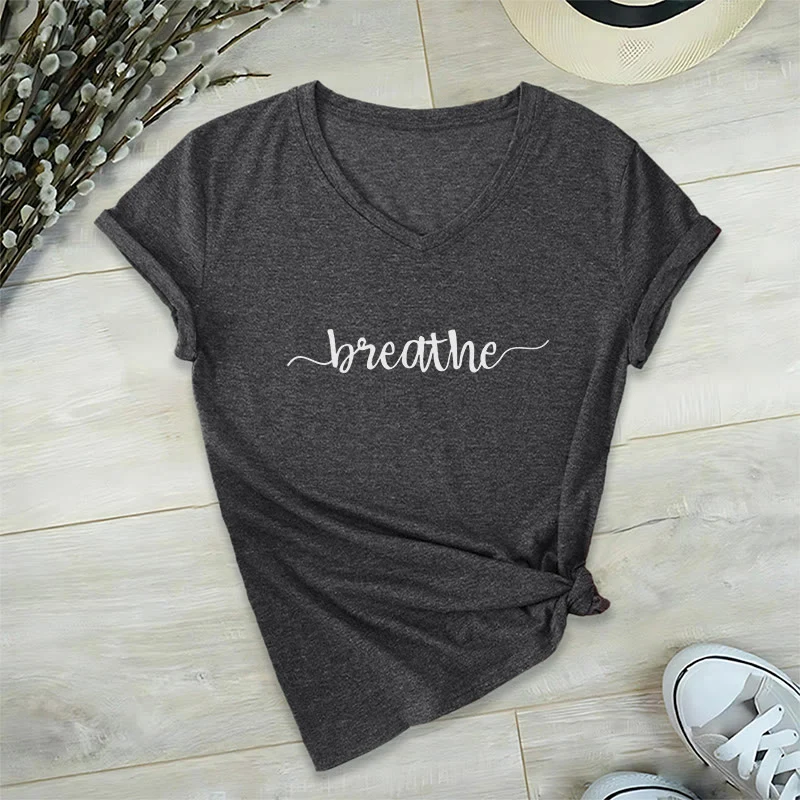 Olivenorma Breathe Yoga Meditation V-Ausschnitt T-Shirt