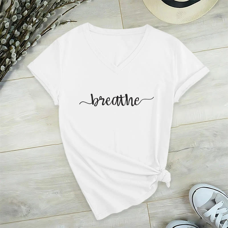 Olivenorma Breathe Yoga Meditation V-Ausschnitt T-Shirt