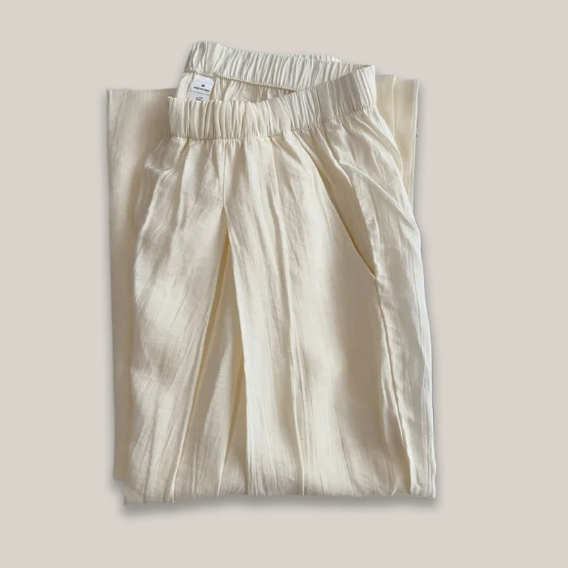 Olivenorma Tencel Baumwollleinen Lockere Yogahose mit weitem Bein
