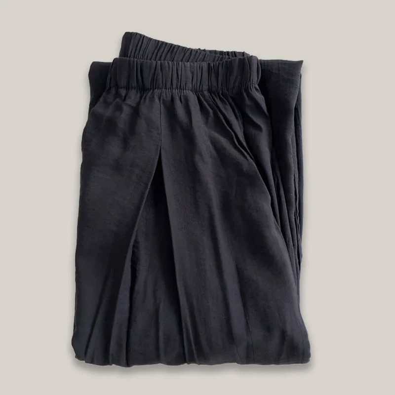 Olivenorma Tencel Baumwollleinen Lockere Yogahose mit weitem Bein