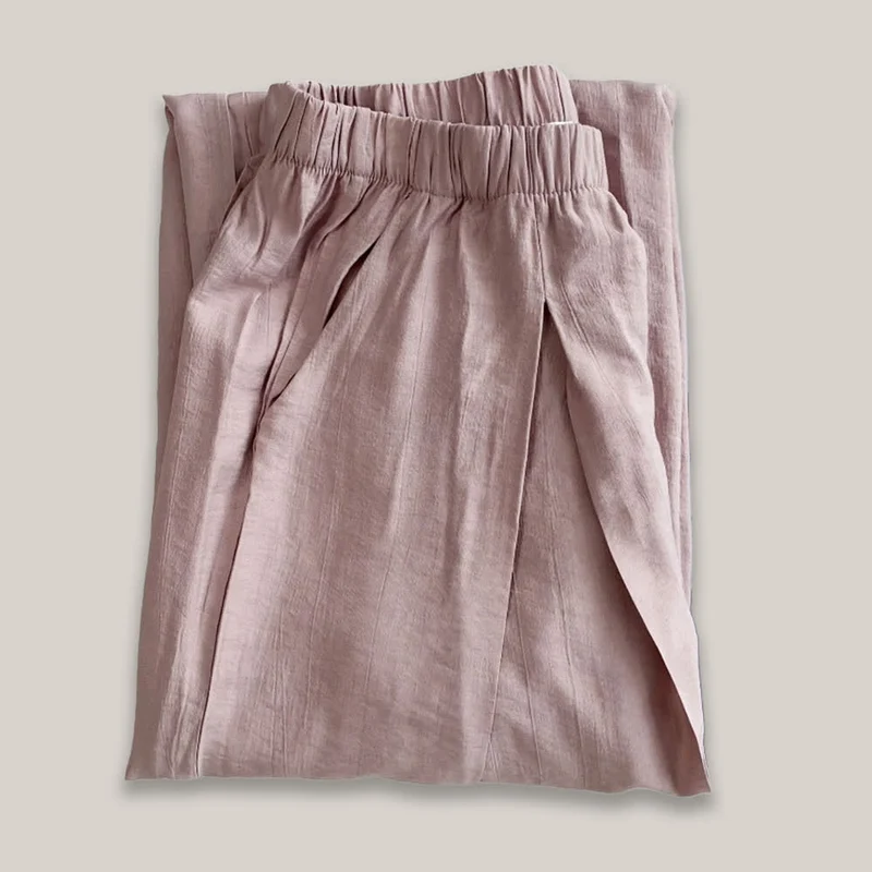 Olivenorma Tencel Baumwollleinen Lockere Yogahose mit weitem Bein