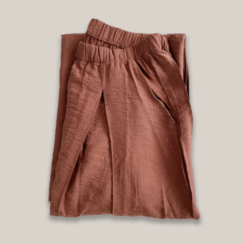 Olivenorma Tencel Baumwollleinen Lockere Yogahose mit weitem Bein