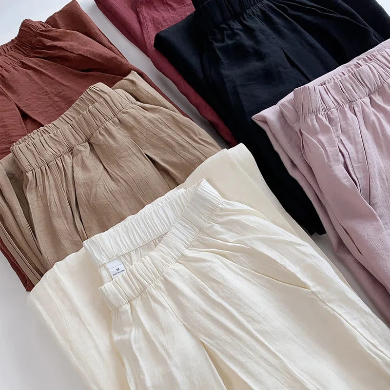 Olivenorma Tencel Baumwollleinen Lockere Yogahose mit weitem Bein