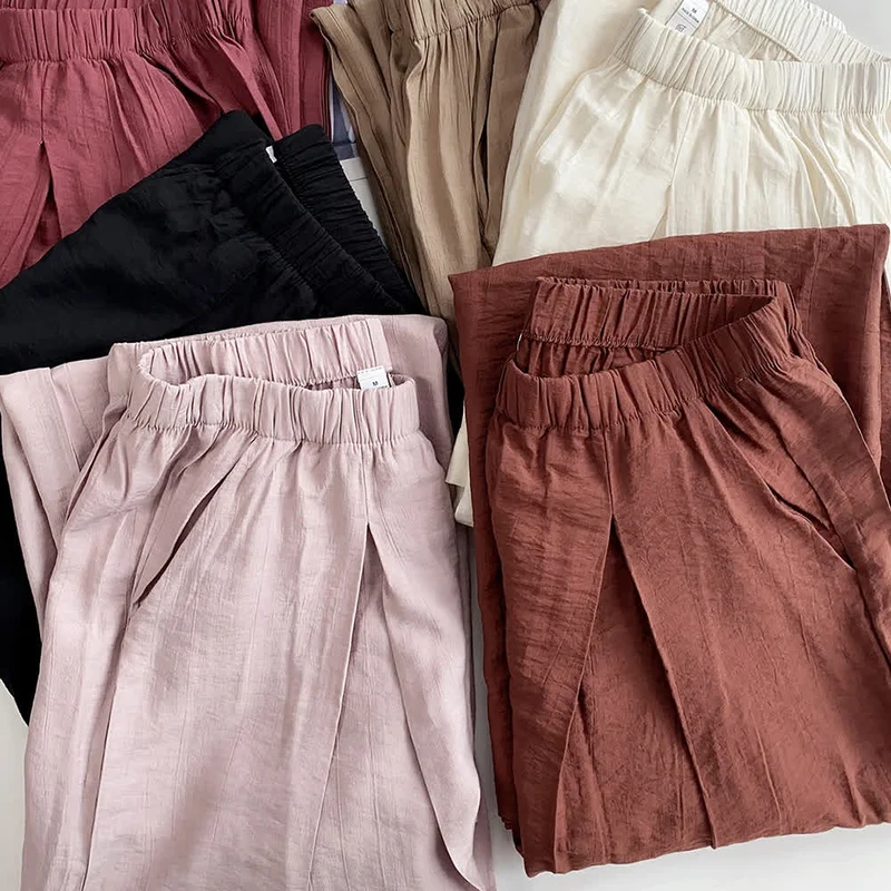 Olivenorma Tencel Baumwollleinen Lockere Yogahose mit weitem Bein