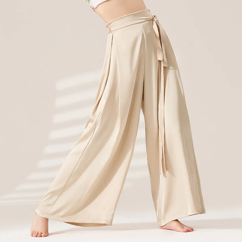 Olivenorma Polyester Fließende, lockere Yogahose mit weitem Bein