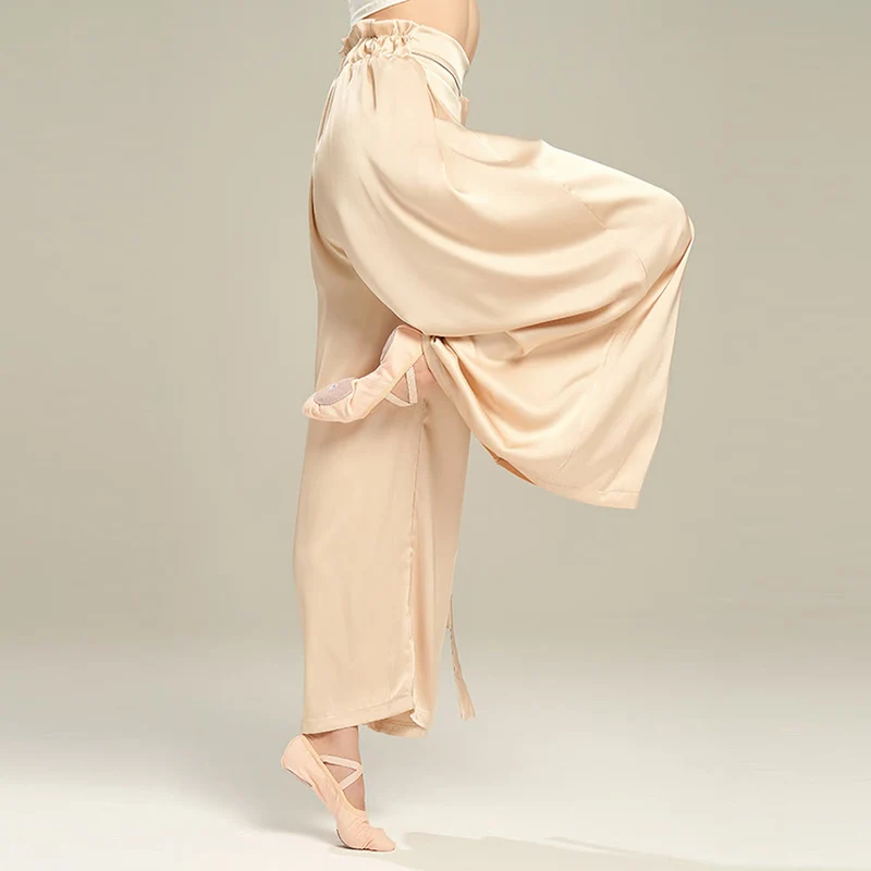 Olivenorma Polyester Fließende, lockere Yogahose mit weitem Bein