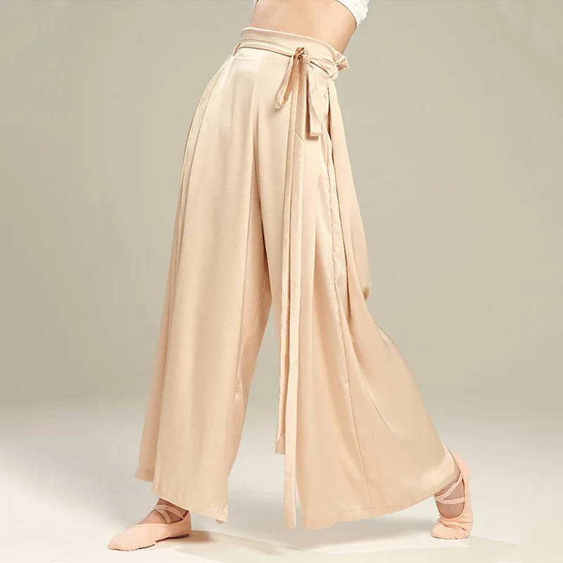 Olivenorma Polyester Fließende, lockere Yogahose mit weitem Bein