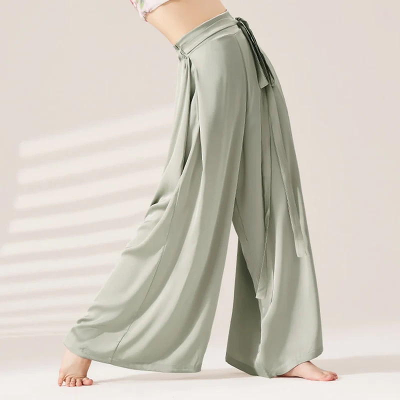 Olivenorma Polyester Fließende, lockere Yogahose mit weitem Bein