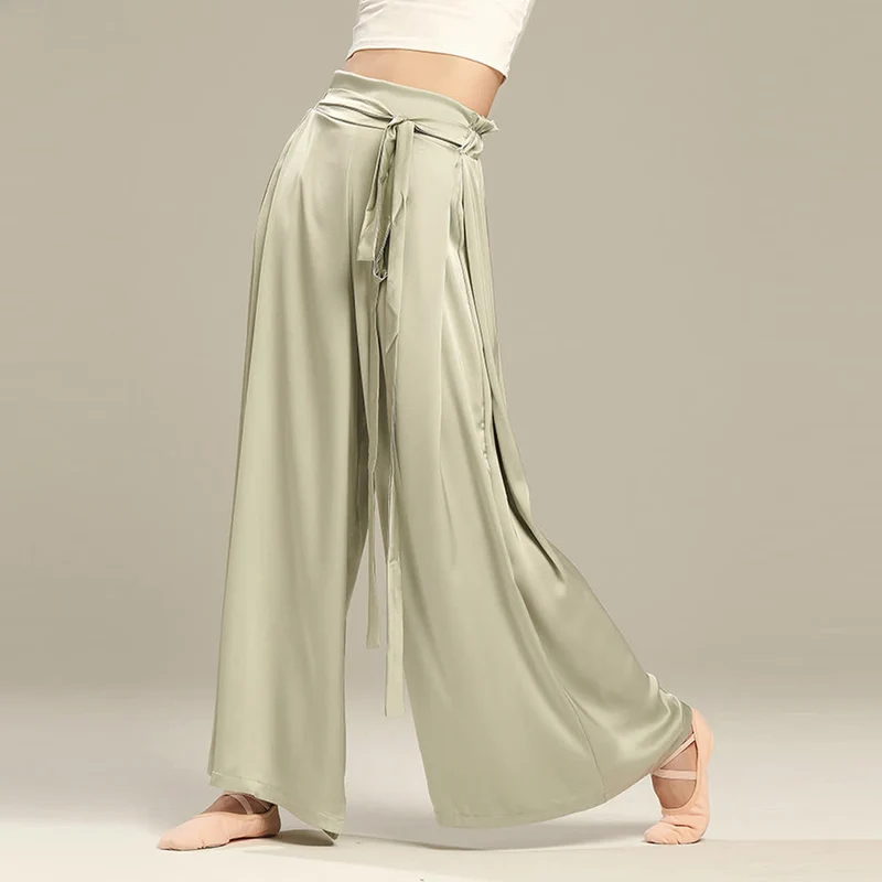 Olivenorma Polyester Fließende, lockere Yogahose mit weitem Bein