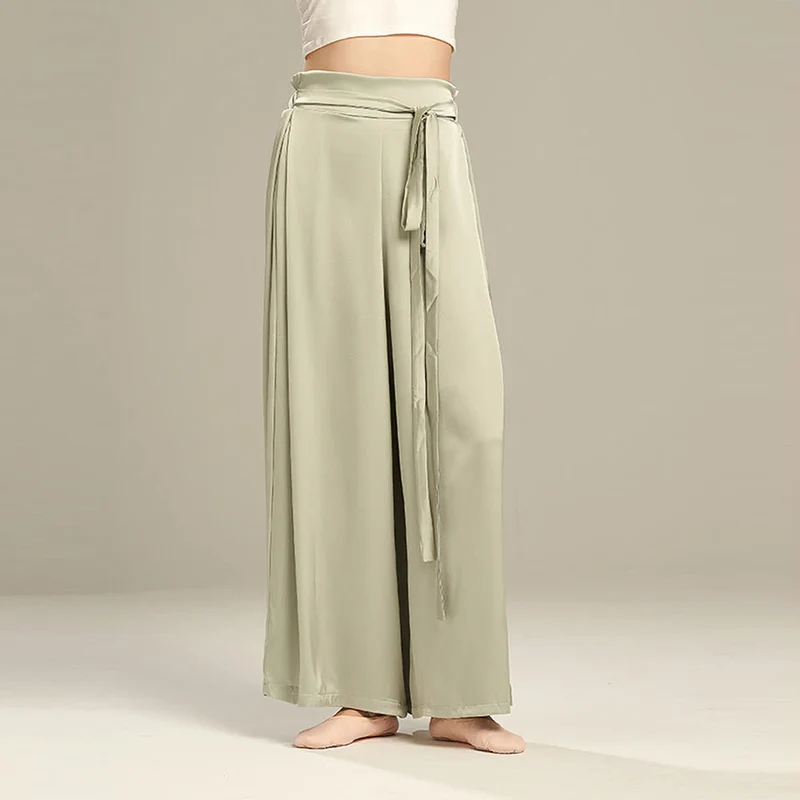 Olivenorma Polyester Fließende, lockere Yogahose mit weitem Bein