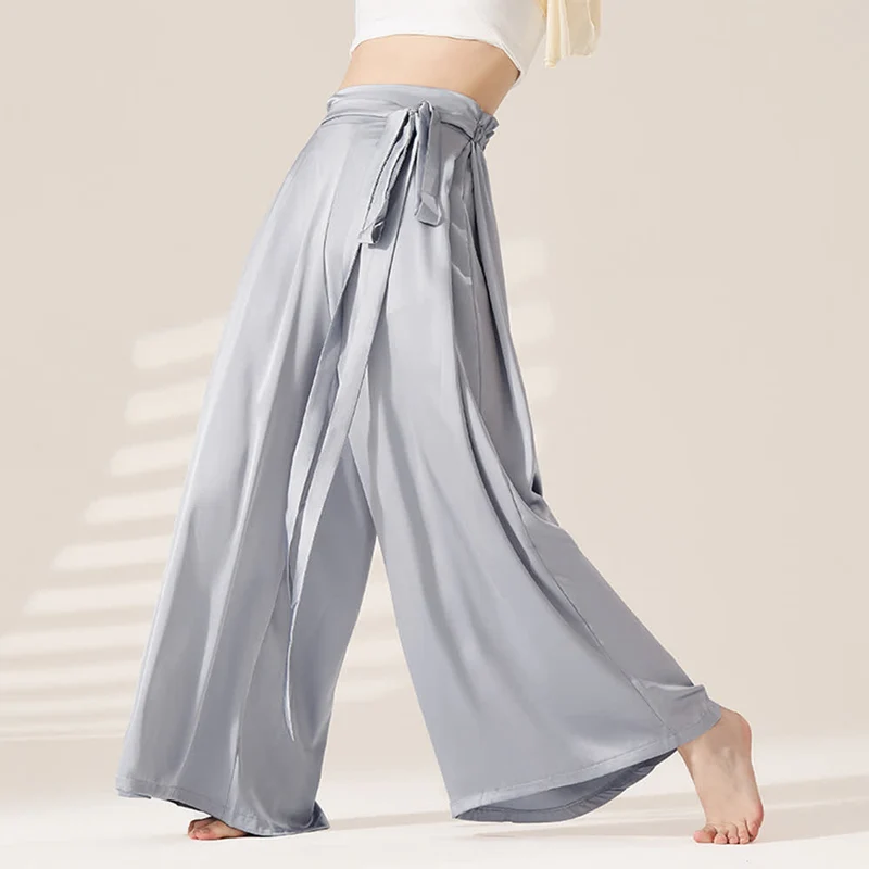 Olivenorma Polyester Fließende, lockere Yogahose mit weitem Bein