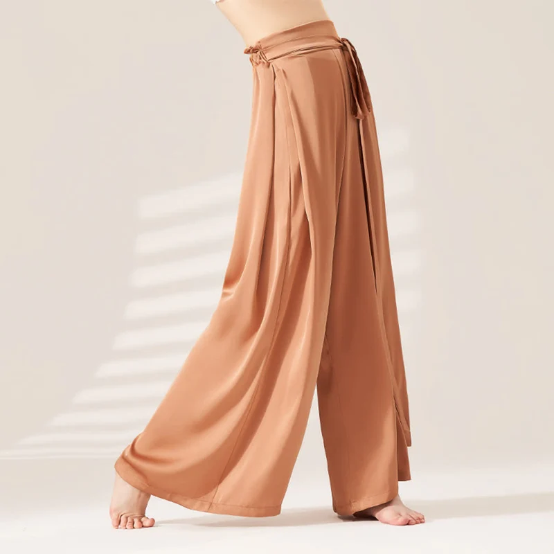 Olivenorma Polyester Fließende, lockere Yogahose mit weitem Bein