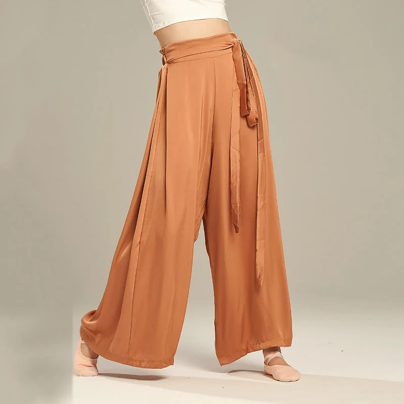 Olivenorma Polyester Fließende, lockere Yogahose mit weitem Bein
