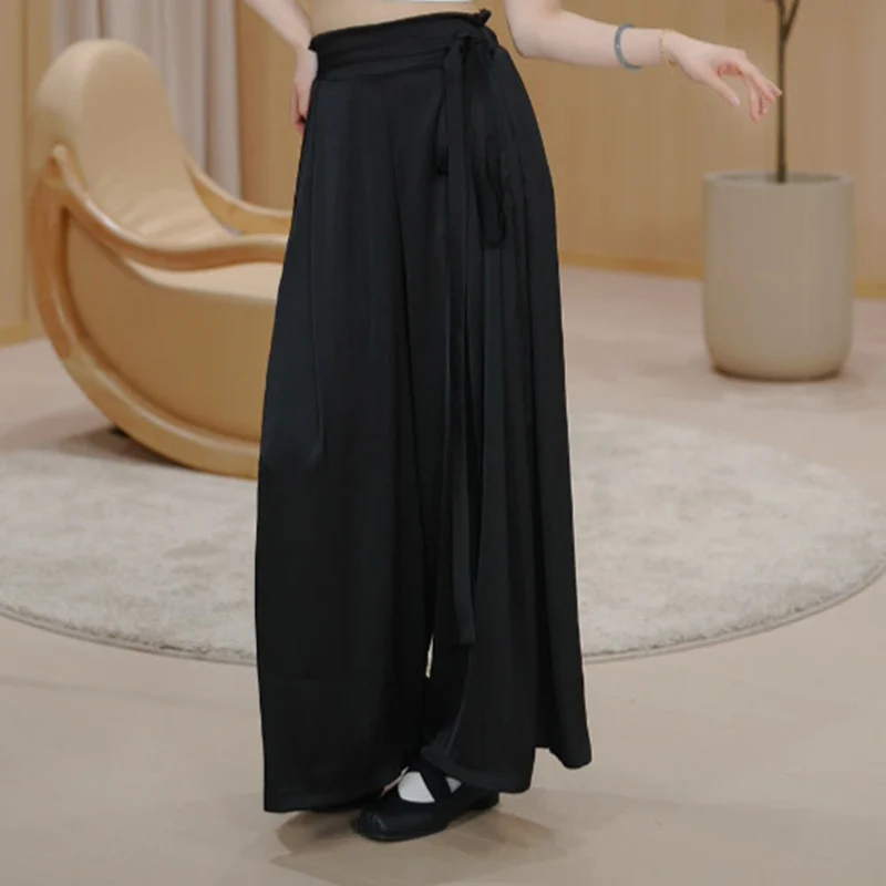 Olivenorma Polyester Fließende, lockere Yogahose mit weitem Bein