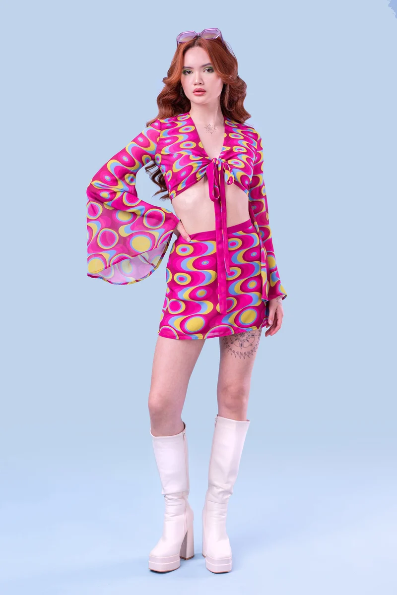 Junebug Magenta Bell Sleeve Tied Top