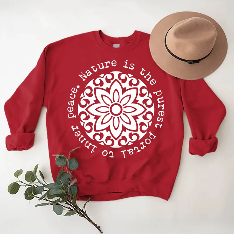 Olivenorma – Die Natur ist das reinste Portal zum inneren Frieden – Fleece-Sweatshirt mit spirituellem Motiv