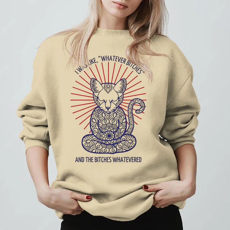 Olivenorma WHATEVER BIT*HES Meditation Inspiritual Langarm-Sweatshirt mit Rundhalsausschnitt