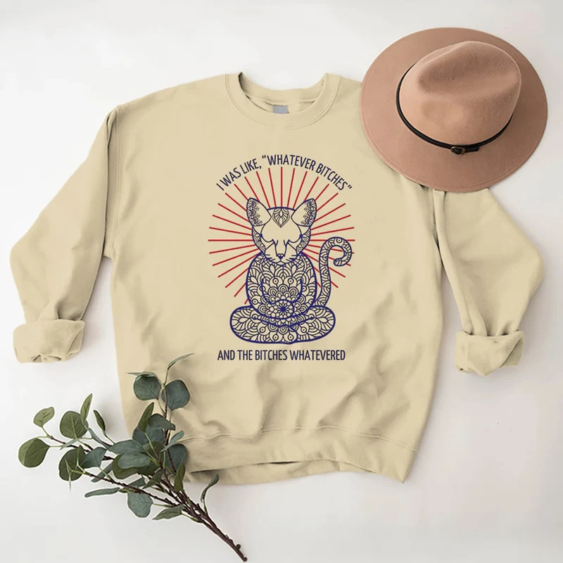 Olivenorma WHATEVER BIT*HES Meditation Inspiritual Langarm-Sweatshirt mit Rundhalsausschnitt