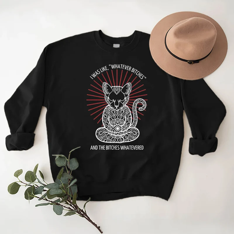 Olivenorma WHATEVER BIT*HES Meditation Inspiritual Langarm-Sweatshirt mit Rundhalsausschnitt