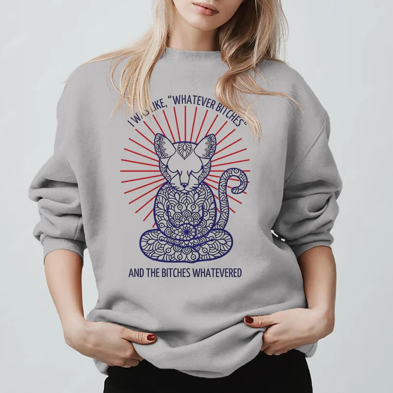 Olivenorma WHATEVER BIT*HES Meditation Inspiritual Langarm-Sweatshirt mit Rundhalsausschnitt