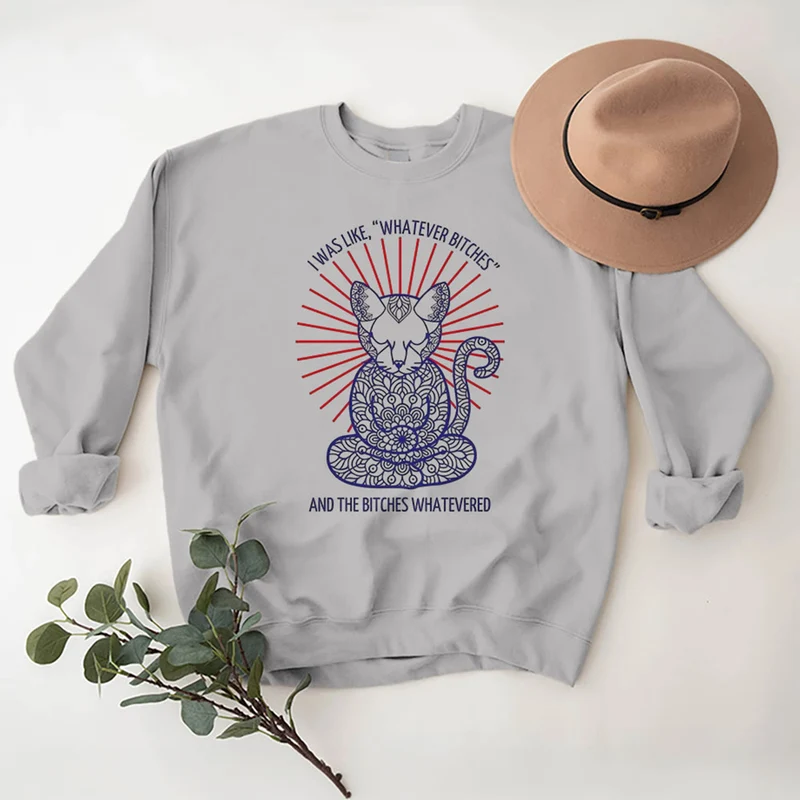 Olivenorma WHATEVER BIT*HES Meditation Inspiritual Langarm-Sweatshirt mit Rundhalsausschnitt