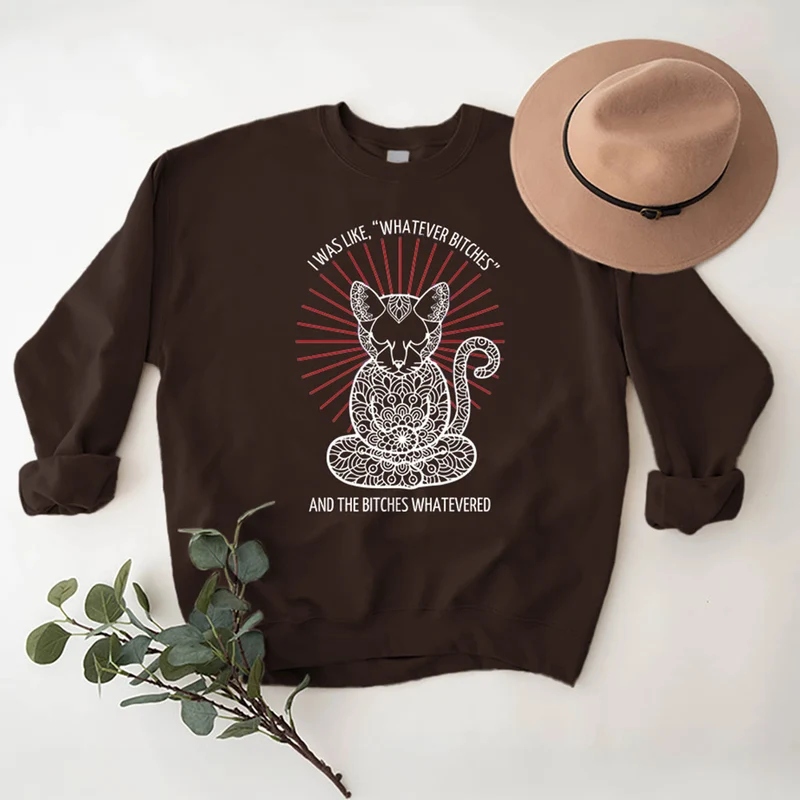 Olivenorma WHATEVER BIT*HES Meditation Inspiritual Langarm-Sweatshirt mit Rundhalsausschnitt
