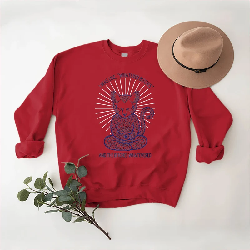 Olivenorma WHATEVER BIT*HES Meditation Inspiritual Langarm-Sweatshirt mit Rundhalsausschnitt