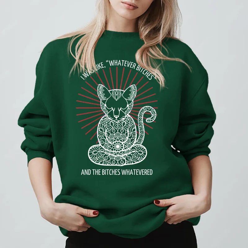 Olivenorma WHATEVER BIT*HES Meditation Inspiritual Langarm-Sweatshirt mit Rundhalsausschnitt