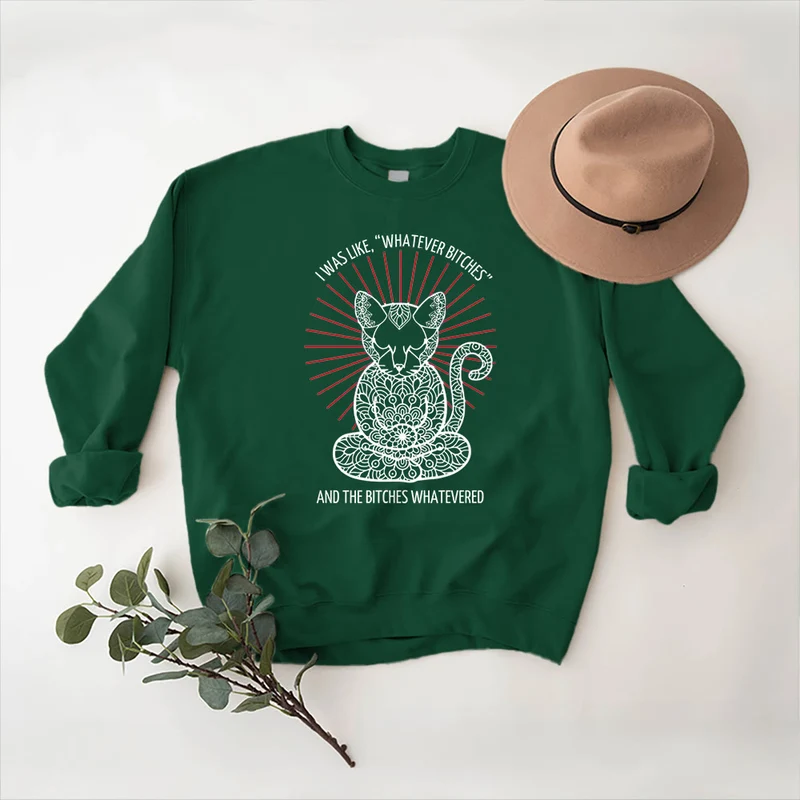 Olivenorma WHATEVER BIT*HES Meditation Inspiritual Langarm-Sweatshirt mit Rundhalsausschnitt