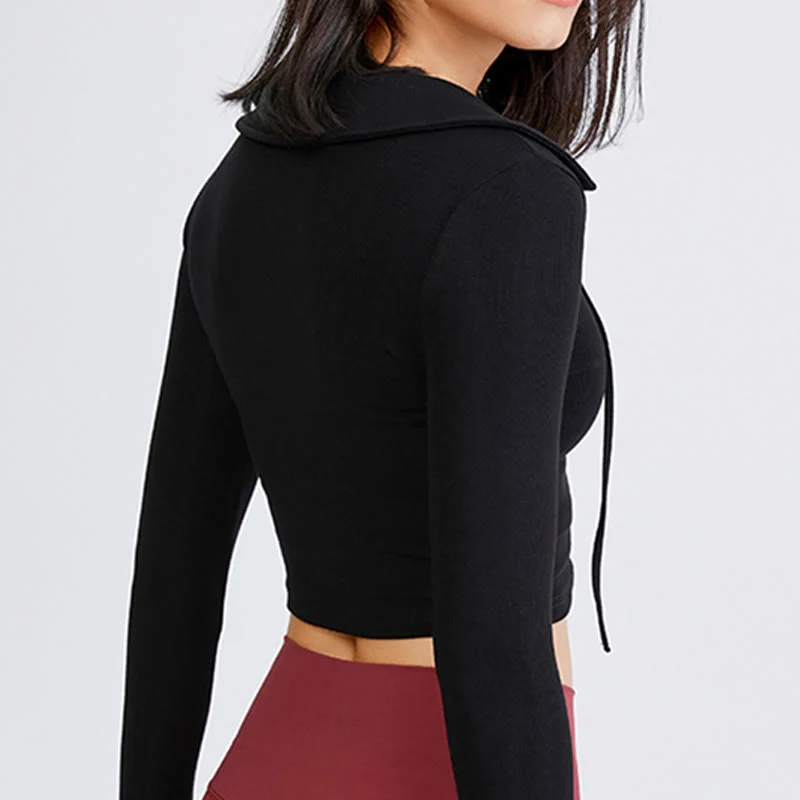 Olivenorma Damen-Workout-Yoga-Jacke, leicht, mit Reißverschluss, kurz geschnitten, sportliche Hoodies