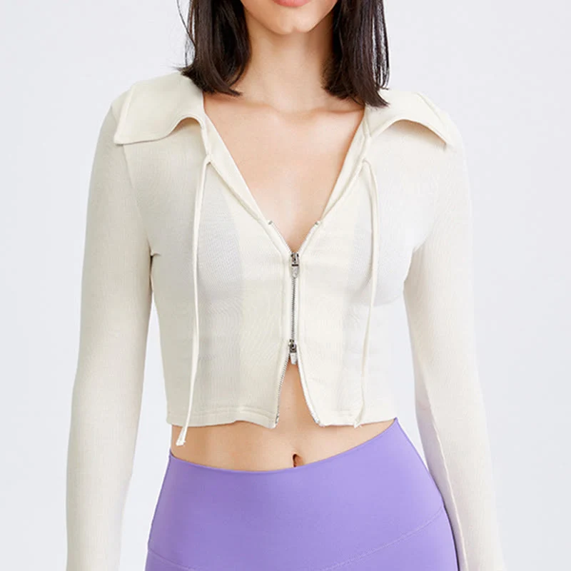 Olivenorma Damen-Workout-Yoga-Jacke, leicht, mit Reißverschluss, kurz geschnitten, sportliche Hoodies