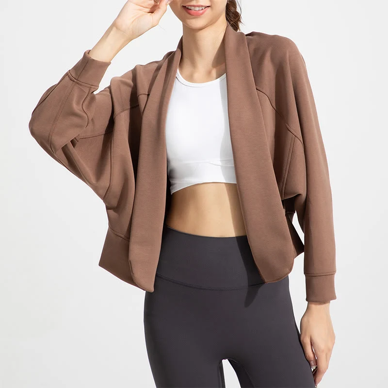 Olivenorma Langärmlige, weiche Jacke mit offener Vorderseite, Meditations- und Yoga-Oberteil, Strickjacke