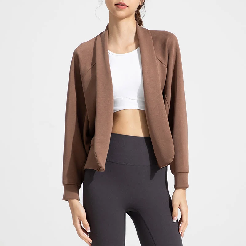Olivenorma Langärmlige, weiche Jacke mit offener Vorderseite, Meditations- und Yoga-Oberteil, Strickjacke