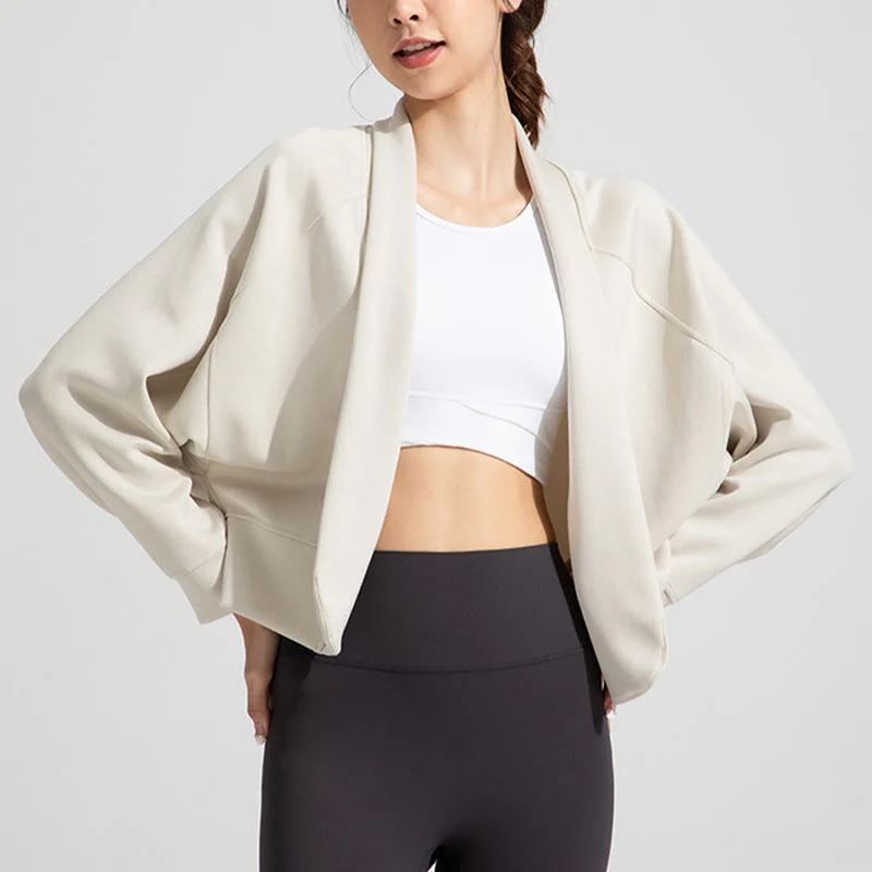 Olivenorma Langärmlige, weiche Jacke mit offener Vorderseite, Meditations- und Yoga-Oberteil, Strickjacke
