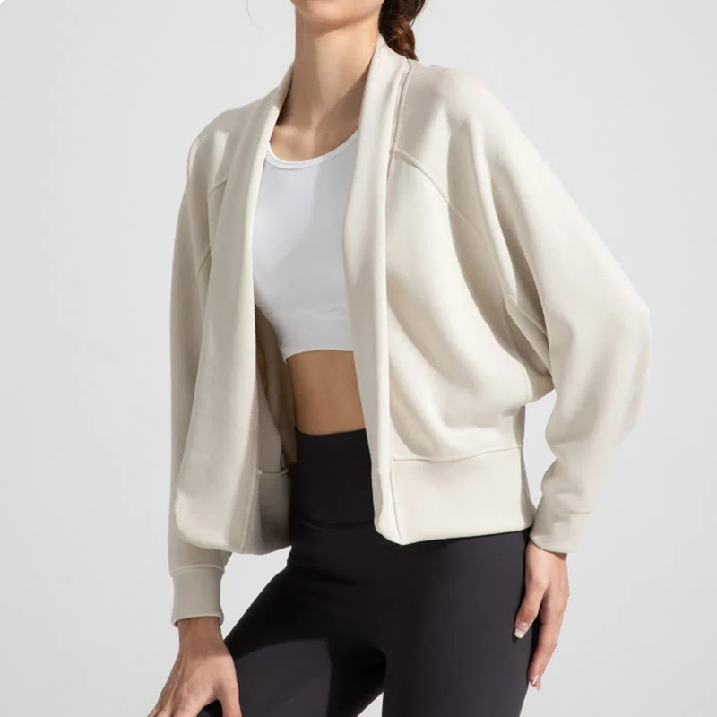 Olivenorma Langärmlige, weiche Jacke mit offener Vorderseite, Meditations- und Yoga-Oberteil, Strickjacke