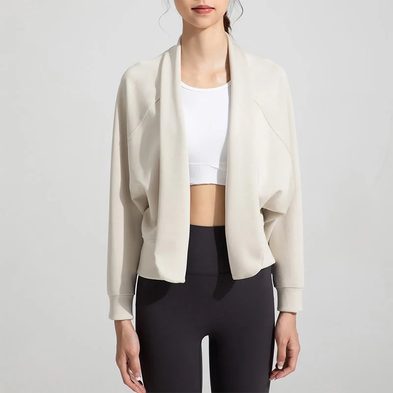 Olivenorma Langärmlige, weiche Jacke mit offener Vorderseite, Meditations- und Yoga-Oberteil, Strickjacke